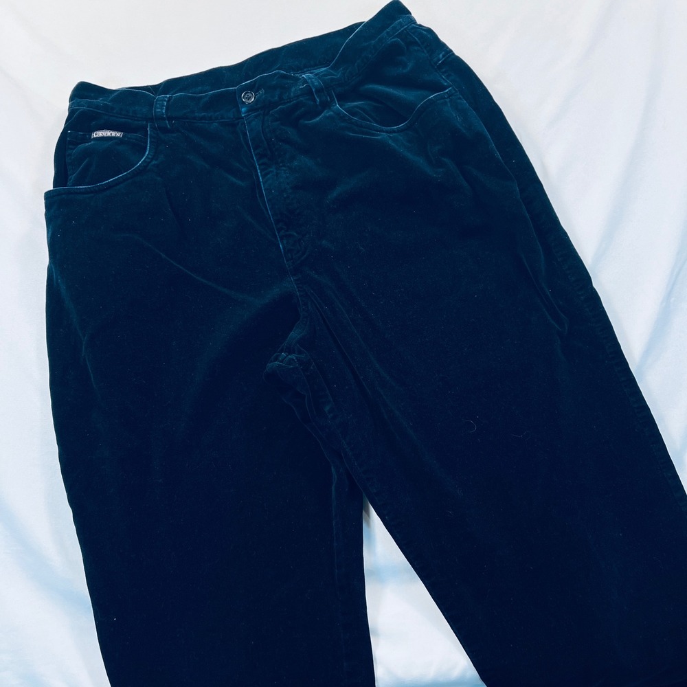 Lauren Ralph Lauren Navy Blue Velvet Cotton Straight Leg‎ Pants Womens 16